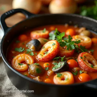 Cozy Seafood Stew Bursting OnePot Fishermans Wharf Magic Recipe Card