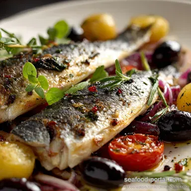 Oven baked branzino fillets Quick Moist Mediterranean Recipe Recipe Card