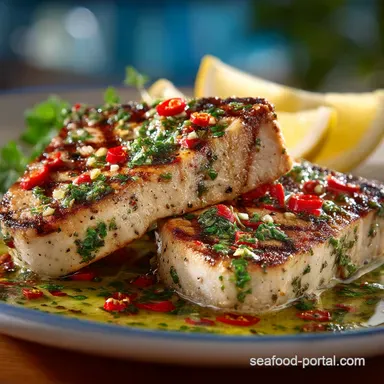 Swordfish Steaks with Zesty Salmoriglio 30-Minute Meal Recipe Card