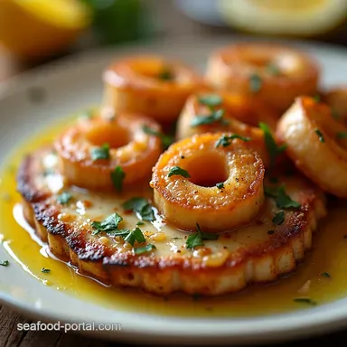 Calamari Steak with Lemon Butter Quick Seaside Treat Recipe Card