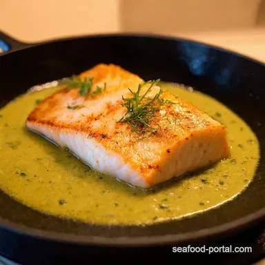 Easy PanSeared Halibut with LemonHerb Butter Sauce Recipe Card
