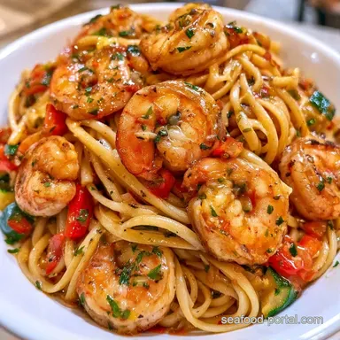 Shrimp and Vegetable Pasta in 30 Minutes Recipe Card