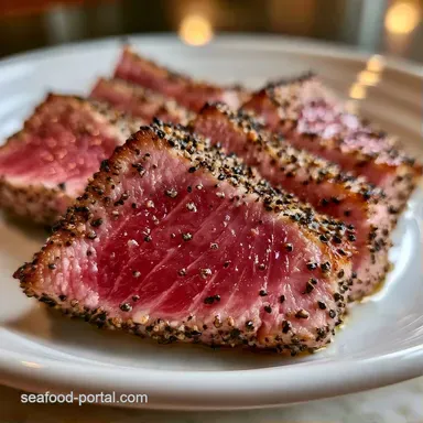 Peppercorn Tuna Steak for 4 Servings Recipe Card