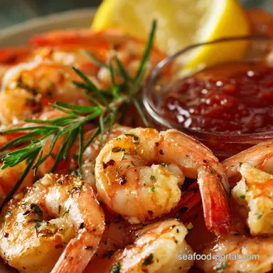 Shrimp Platter: Perfectly Poached Zesty Cocktail Sauce Recipe Card