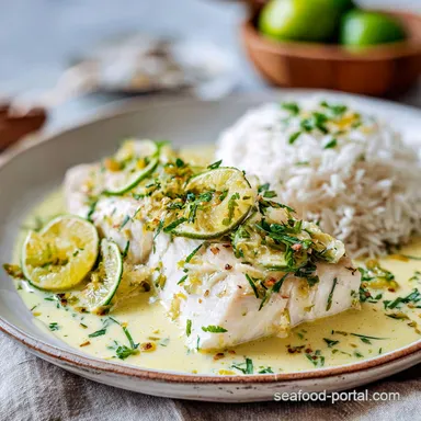 Poached Mahi Mahi Coconut Lime Sauce in 25 Minutes Recipe Card