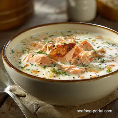 Salmon Chowder Creamy Hearty Smoked Fish Recipe Recipe Card