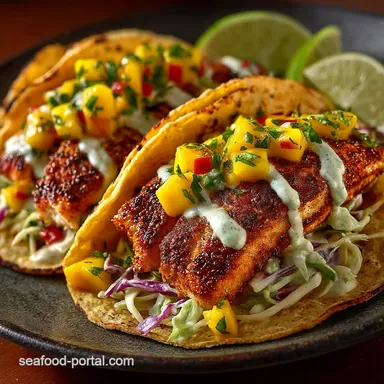 Easy Baked Fish Tacos with Mango Salsa Creamy Lime Slaw Recipe Card