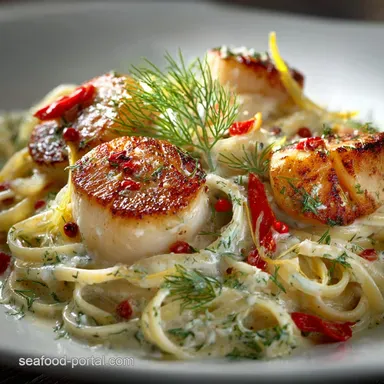 Creamy Bay Scallop Pasta with Lemon Dill Elegant Dinner in 35 Mins Recipe Card