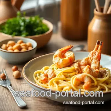 My Family's Favorite Quick Creamy Linguine with Chicken & Prawns: A 30-Minute Delight Recipe Card
