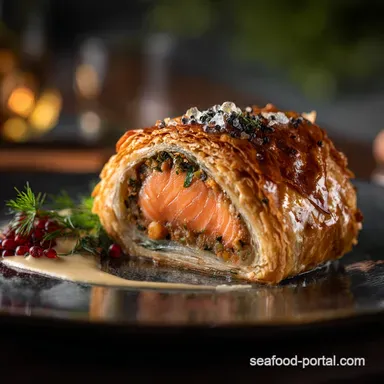 Salmon Wellington Recipe: Crispy Puff Pastry and Herb Duxelles Recipe Card