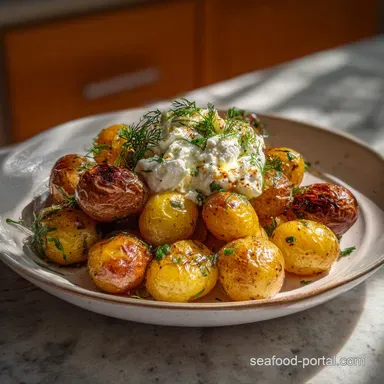 Roasted Baby Dutch Yellow Potatoes with Garlic & Whipped Feta