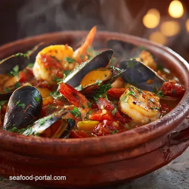 Shrimp and Mussels: Elegant Saffron and Chorizo Coastal Pot Recipe Card