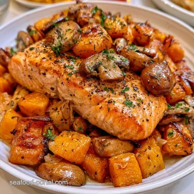 Baked Salmon Acorn Squash Mushrooms Recipe Card