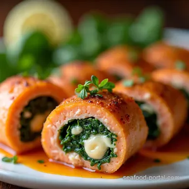 Stuffed Salmon Pinwheels CookingFlash Easy Spinach Feta Recipe Card