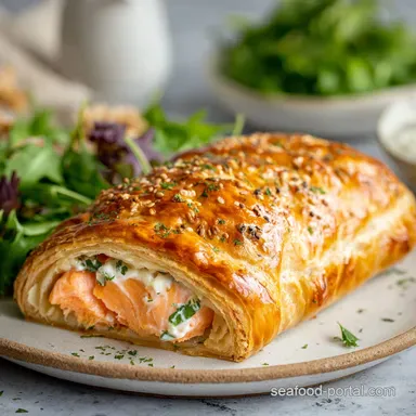 Salmon Wellington Recipe for 4 Servings, Flaky