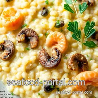Savoring Creamy Seafood Mushroom Risotto Recipe Card