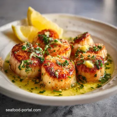 Seared Grilled Scallops - Golden Crust Lemon-Herb Butter