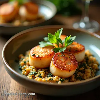 Seafood in 2025 Seaweed Butter Scallops Crispy Quinoa Recipe Card