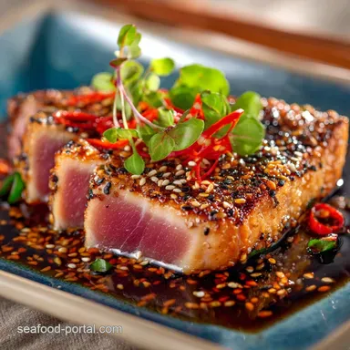 Perfect Pan Seared Tuna Steak SesameCrusted Ahi with Soy Glaze Recipe Card