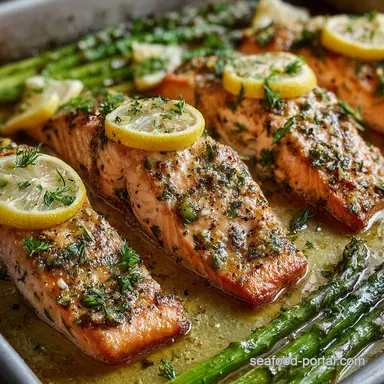 Sheet Pan Garlic Lemon Butter Salmon in 22 Min Recipe Card