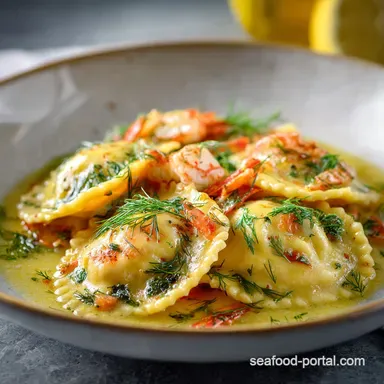 Shrimp and Crab Ravioli Recipe with Lemon-Dill Brown Butter Sauce