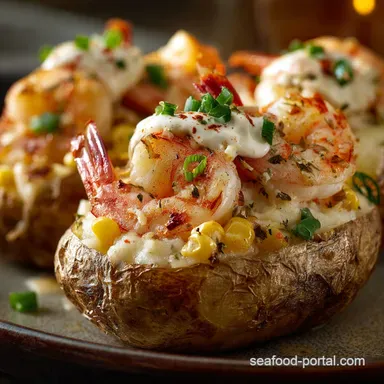 Creamy Shrimp Boil Stuffed Potatoes TwiceBaked Jacket Spuds Recipe Card