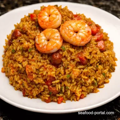 Shrimp Sausage Dirty Rice Louisiana Comfort Food Recipe Card