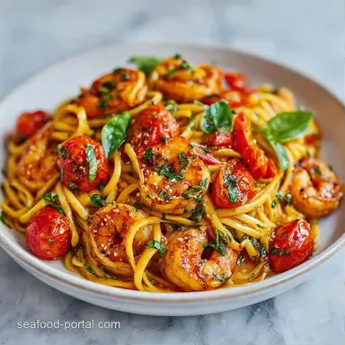 Shrimp Tomato Basil Pasta in 35 Minutes Recipe Card