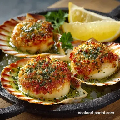 Simple Baked Scallops with Buttery Crunch 10Min LemonHerb Finish Recipe Card