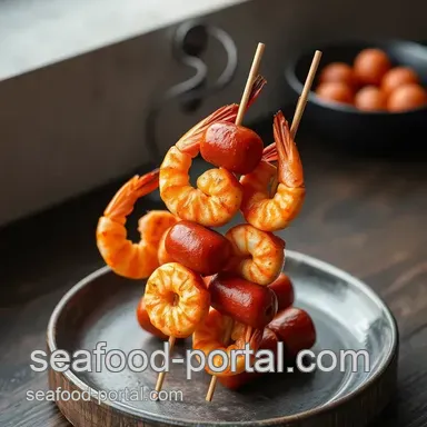 Sizzling Shrimp and Sausage Skewers Delight presentation