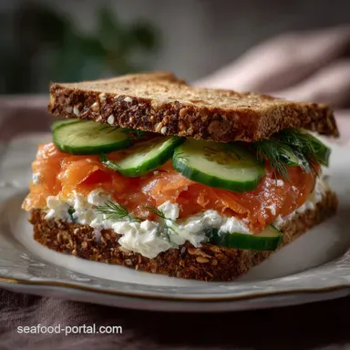 Easy Smoked Salmon Sandwich with Cream Cheese and Cucumber Recipe Card