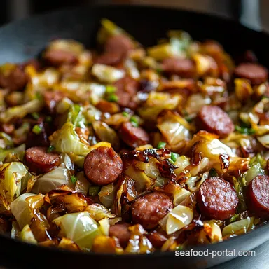 My GoTo Sausage and Cabbage Stir Fry Skillet 30Minute Easy Dinner Recipe Card