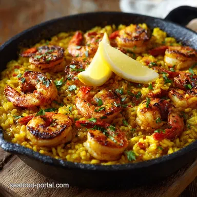 Shrimp and Rice: The One-Pot Smoky Saffron Skillet Dinner Recipe Card