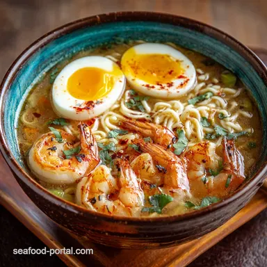 35Minute Shrimp Ramen Noodles Quick Miso Broth Jammy Eggs Recipe Card