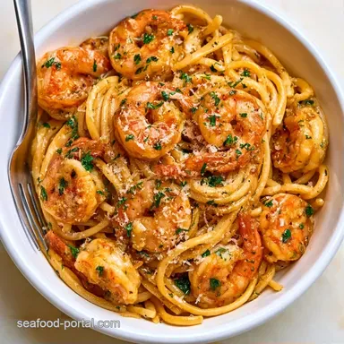 Creamy Spicy Parmesan Shrimp Pasta Recipe Card