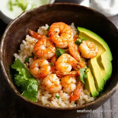 Quick Spicy Shrimp and Avocado Rice Bowl My GoTo Recipe Card