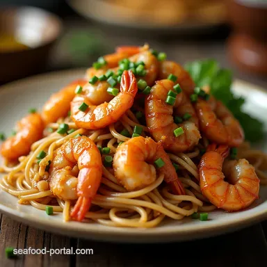 The Best Sticky HoneyGarlic Shrimp Chow Mein Recipe Recipe Card