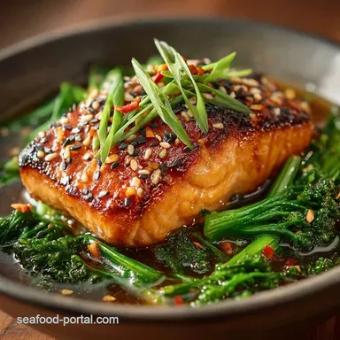Quick Honey Glazed Salmon Bowls with Sesame Greens Recipe Card