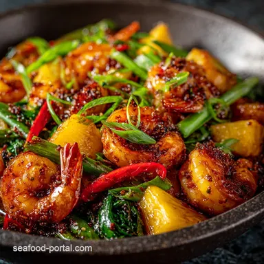 Sticky Spicy Pineapple Shrimp StirFry Ready in 25 Minutes Recipe Card