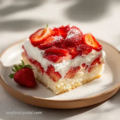 Poke Cake Recipe with Strawberry for 12 Servings Recipe Card