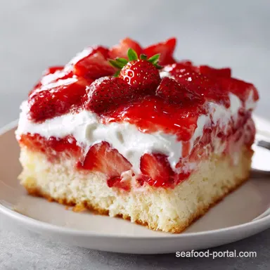 Strawberry Poke Cake Recipe for 12 Servings Recipe Card