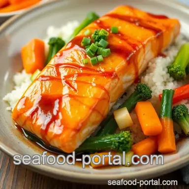 Baked Teriyaki Salmon with Fresh Veggies presentation