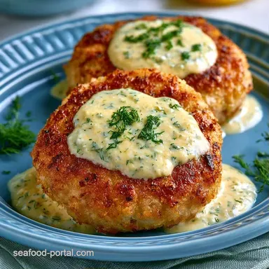 Tuna Cakes with Lemon Dill Sauce: Crispy Recipe Card