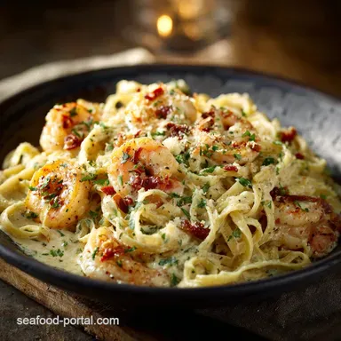 Speedy Velvety Cajun Shrimp Alfredo Pasta Ready in 35 Mins Recipe Card