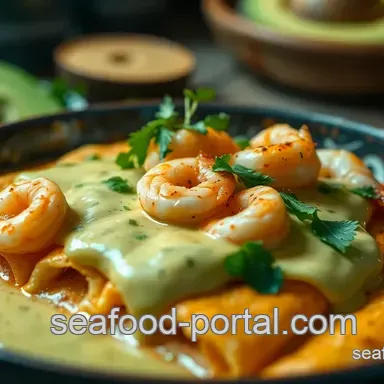 Delicious Zesty Shrimp Enchiladas with Creamy Avocado Sauce