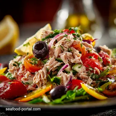 Tuna Salad No Mayonnaise: Zesty Mediterranean Oil Lemon Recipe Recipe Card