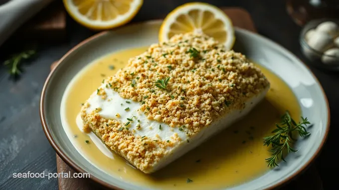 Herb-Crusted Halibut with Lemon Butter Sauce