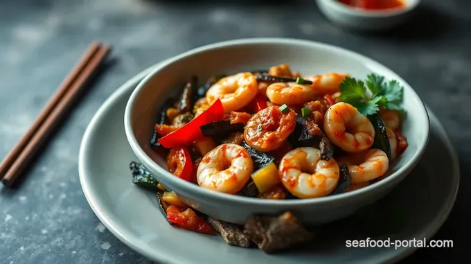 Stir-Fried Eggplant with Shrimp and Kimchi Vinegar Sauce