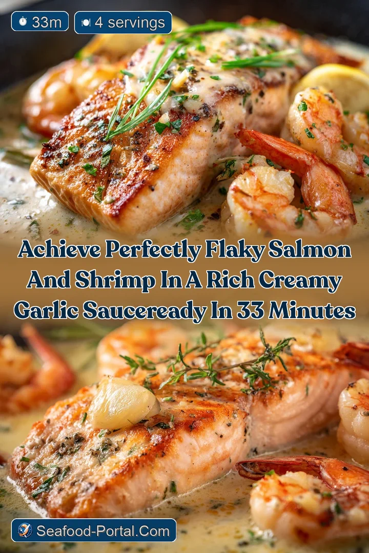 Achieve perfectly flaky Salmon and Shrimp in a rich creamy garlic sauceready in 33 minutes
