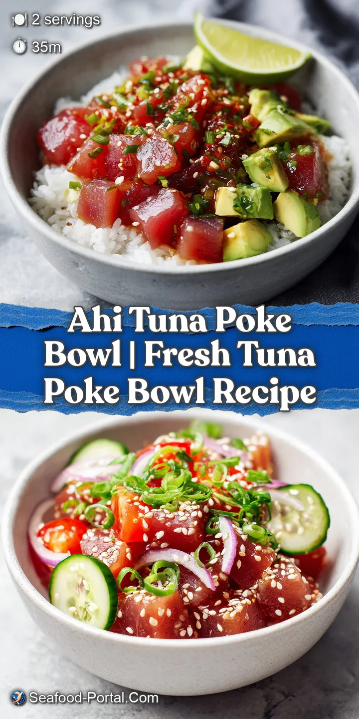 Close-up of glistening, ruby-red ahi tuna cubes with a slight sheen, surrounded by creamy avocado and crisp radish.